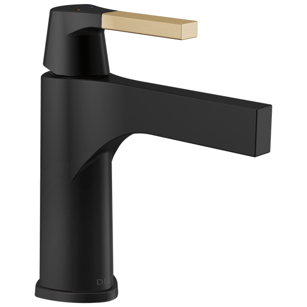 Delta Zura Single Handle Bathroom Faucet Less Pop Up - Matte Black / Champagne  Bronze