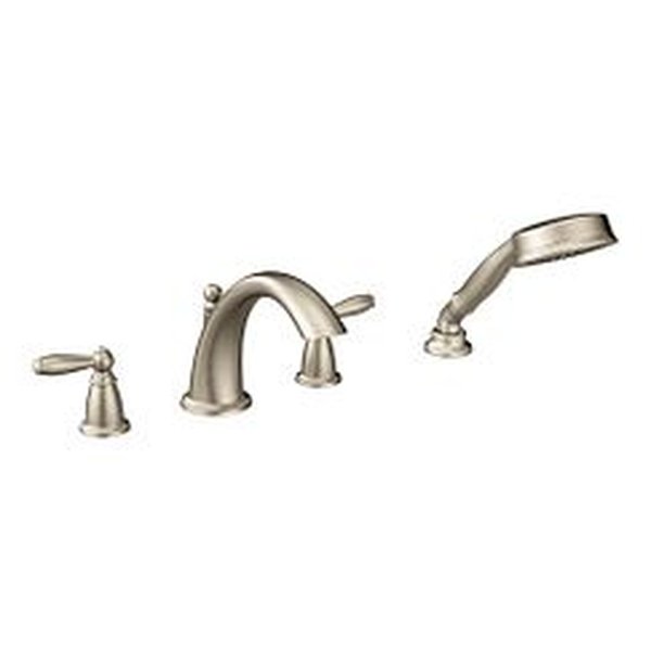 Moen Brantford Two Handle Roman Tub Faucet Includes Hand Shower - Brushed  Nickel