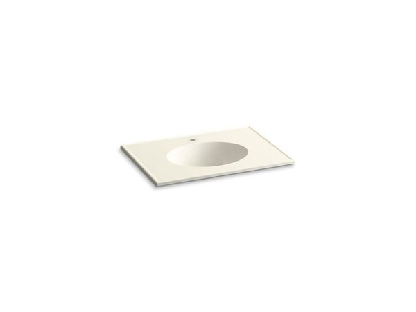 Ceramic/Impressions 25 in. Single Faucet Hole Vitreous China Vanity Top with Basin in White Impressions