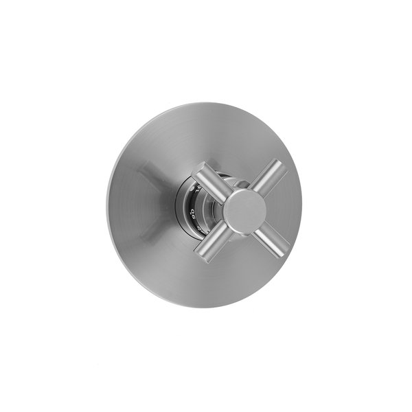 Jaclo Contempo Round Plate With Cross Trim For Thermostatic Valves - Satin  Nickel