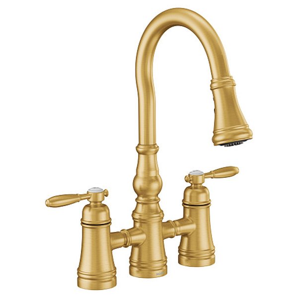 Moen Weymouth Two Handle Pull Down Kitchen Faucet - Brushed Gold