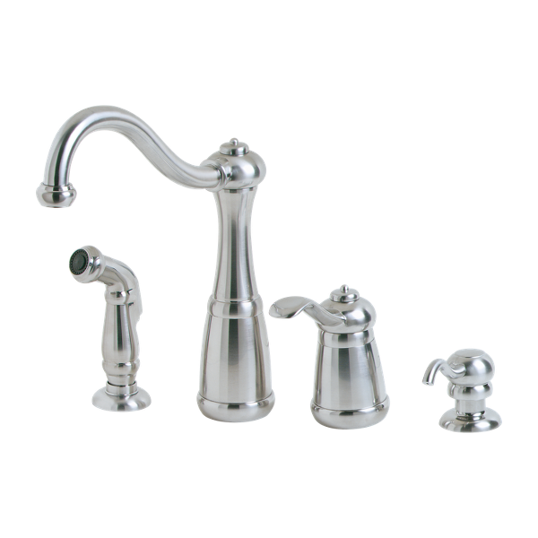 Marielle Single-Handle Side Sprayer Kitchen Faucet and Soap Dispenser in Stainless Steel Marielle Single-Handle Side Sprayer Kitchen Faucet and Soap Dispenser in Stainless Steel